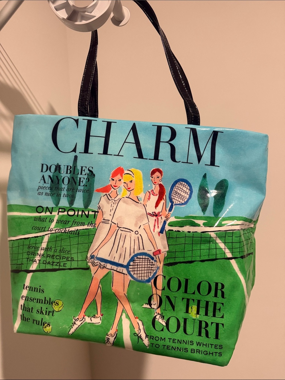 kate spade Canvas Tennis Graphic Tote - Blue & Green